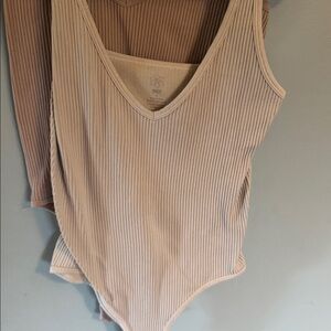 Ribbed Tan Bodysuit set of two